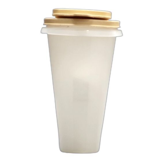 Vintage Tupperware White & Tan Super Cereal Keeper w/ Lid & Cap 10.25"X8.25"X5" - Picture 4 of 11